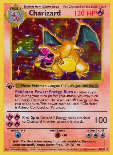 Charizard 4/102 from the 1999 Base Set.